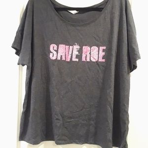 *FREE if bundled!* Women's "SAVE ROE" dolman t-shirt charcoal gray XL NWOT